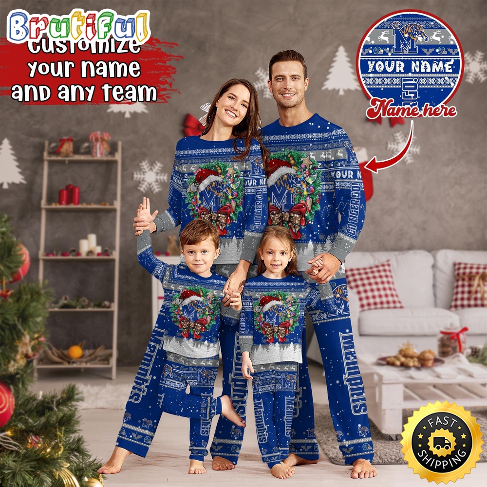 Personalized NCAA Memphis Tigers Pajamas Xmas For Sports Fan