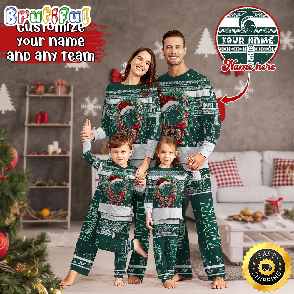 Personalized NCAA Michigan State Spartans Pajamas Xmas For Sports Fan
