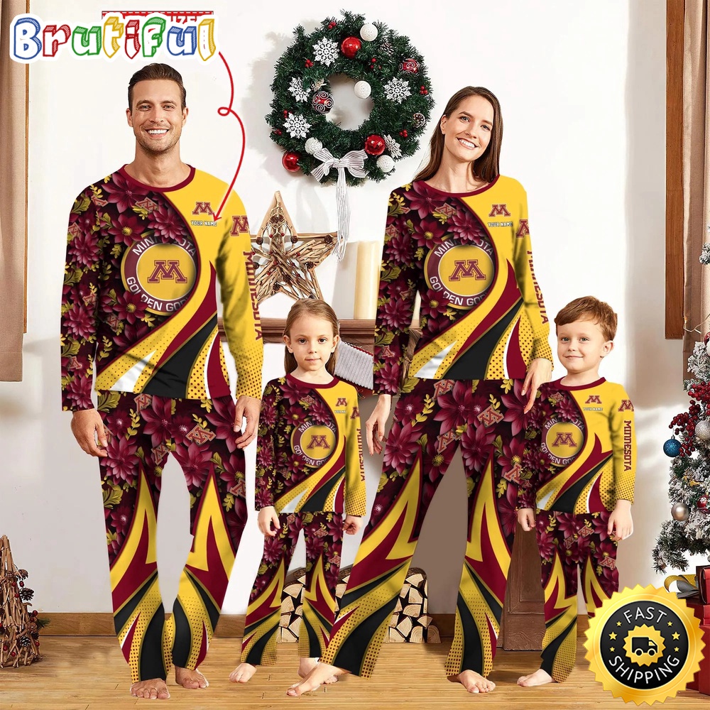 Personalized NCAA Minnesota Golden Gophers Pajamas Flower For Sport Family