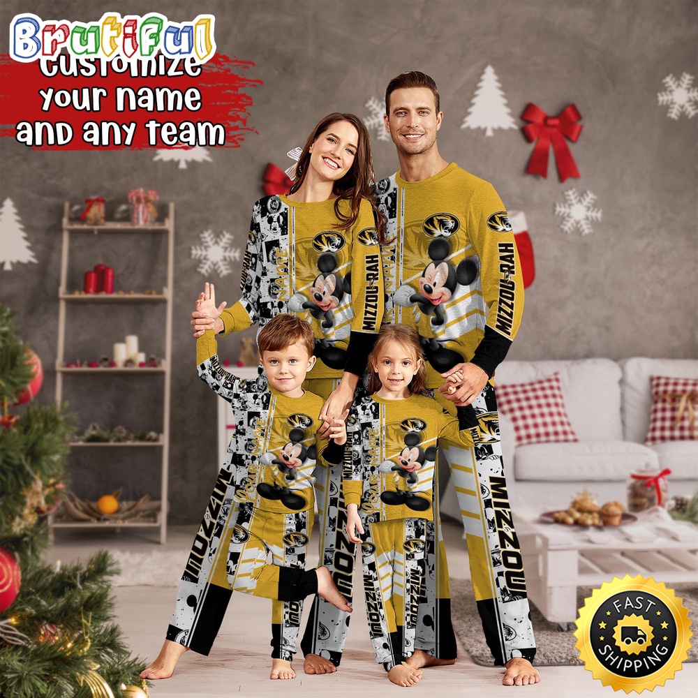 Personalized NCAA Missouri Tigers Pajamas Mickey Mouse For Family