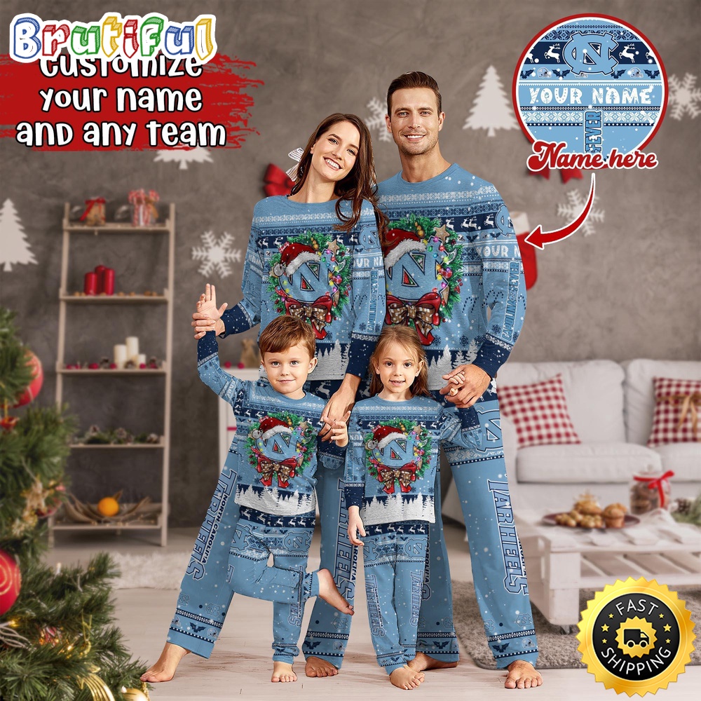 Personalized NCAA North Carolina Tar Heels Pajamas Christmas Pajamas For Sports Fan