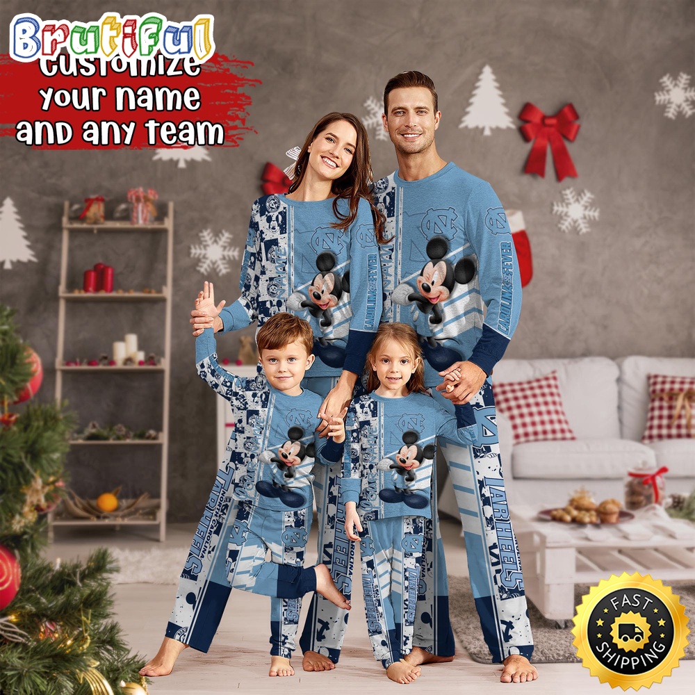 Personalized NCAA North Carolina Tar Heels Pajamas Mickey Mouse For Family