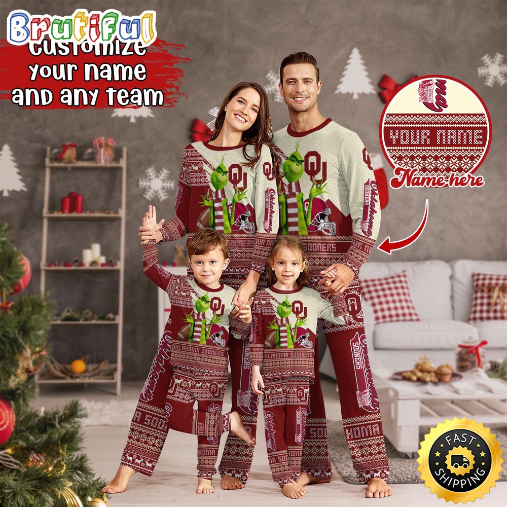 Personalized NCAA Oklahoma Sooners Pajamas Xmas For Sport Family