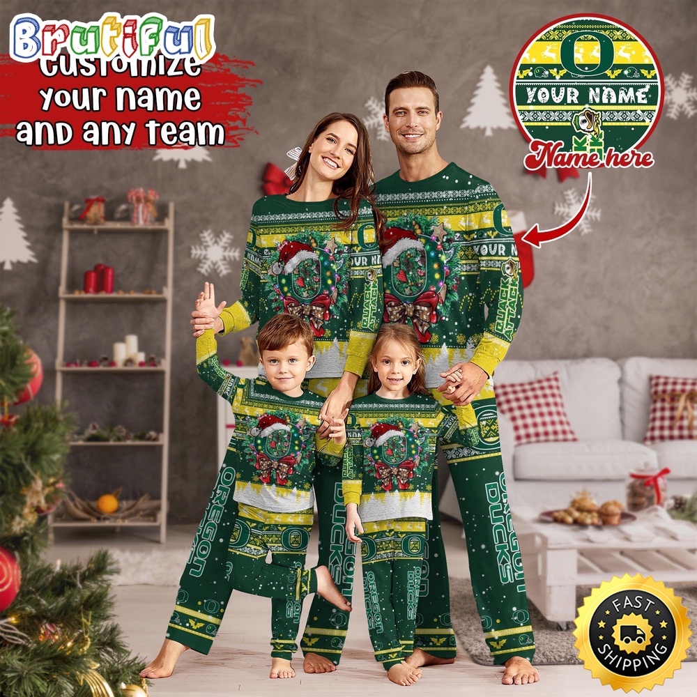 Personalized NCAA Oregon Ducks Pajamas Christmas Pajamas For Sports Fan