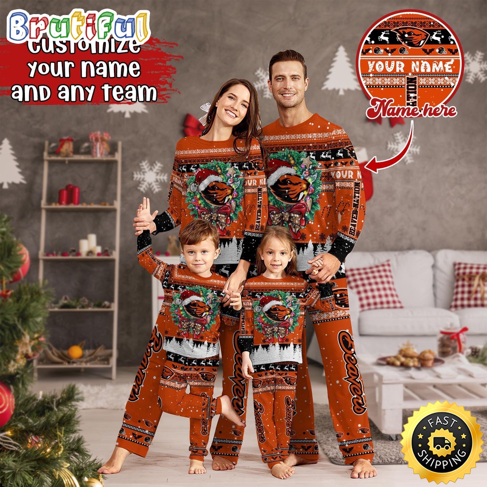 Personalized NCAA Oregon State Beavers Pajamas Christmas Pajamas For Sports Fan
