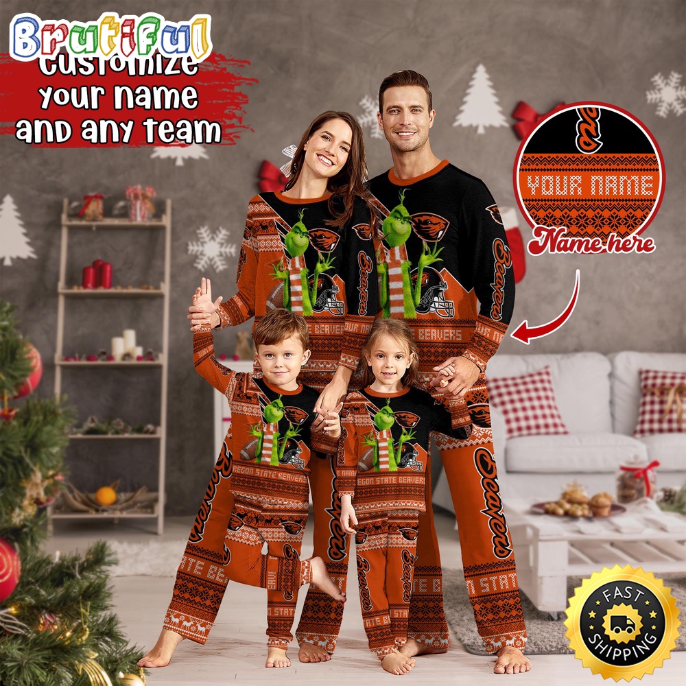 Personalized NCAA Oregon State Beavers Pajamas Xmas For Sport Family