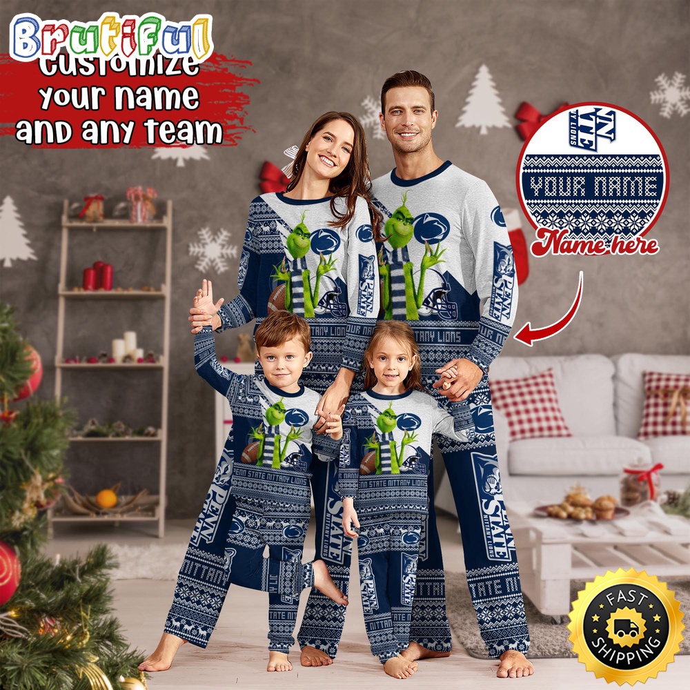 Personalized NCAA Penn State Nittany Lions Pajamas Xmas For Sport Family