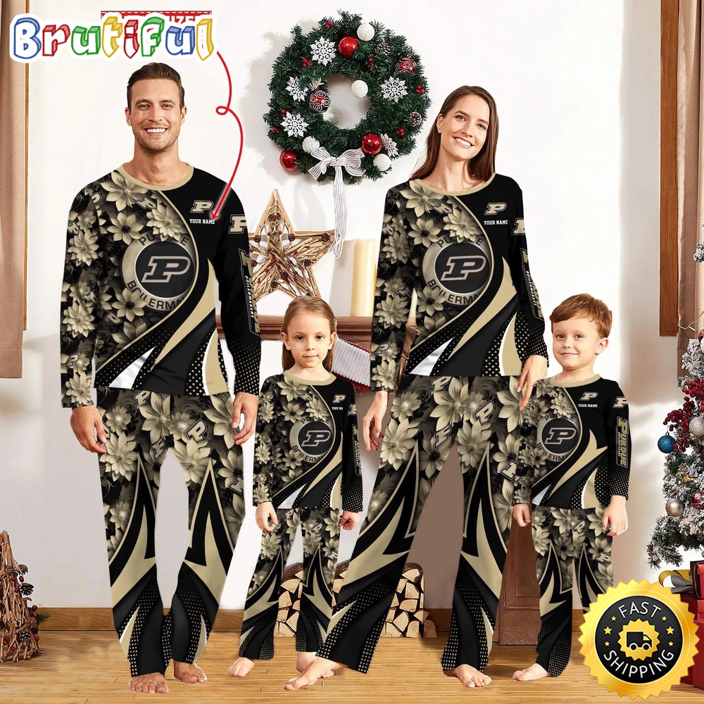 Personalized NCAA Purdue Boilermakers Pajamas Flower For Sport Family