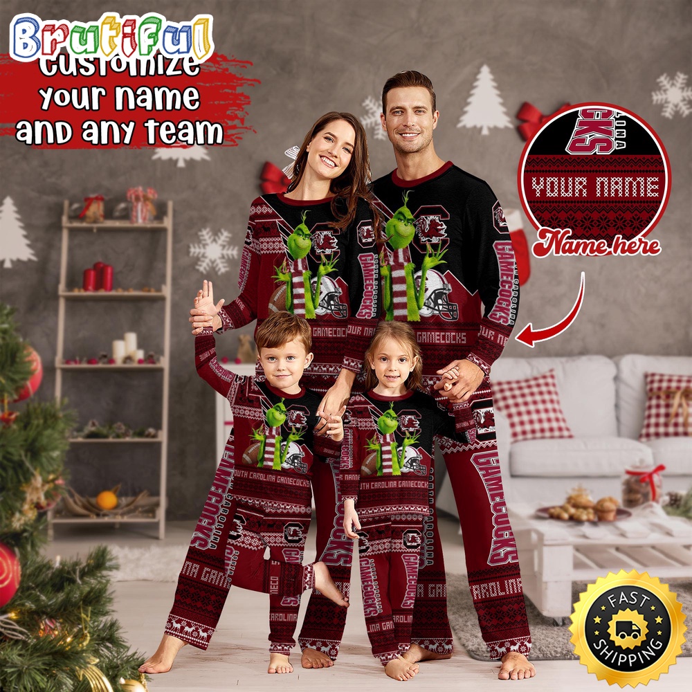 Personalized NCAA South Carolina Gamecocks Pajamas Xmas For Sport Family