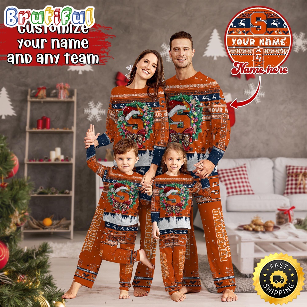 Personalized NCAA Syracuse Orange Pajamas Christmas Pajamas For Sports Fan