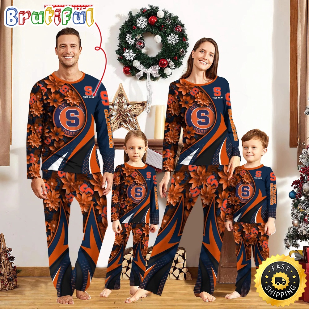 Personalized NCAA Syracuse Orange Pajamas Flower For Sport Family