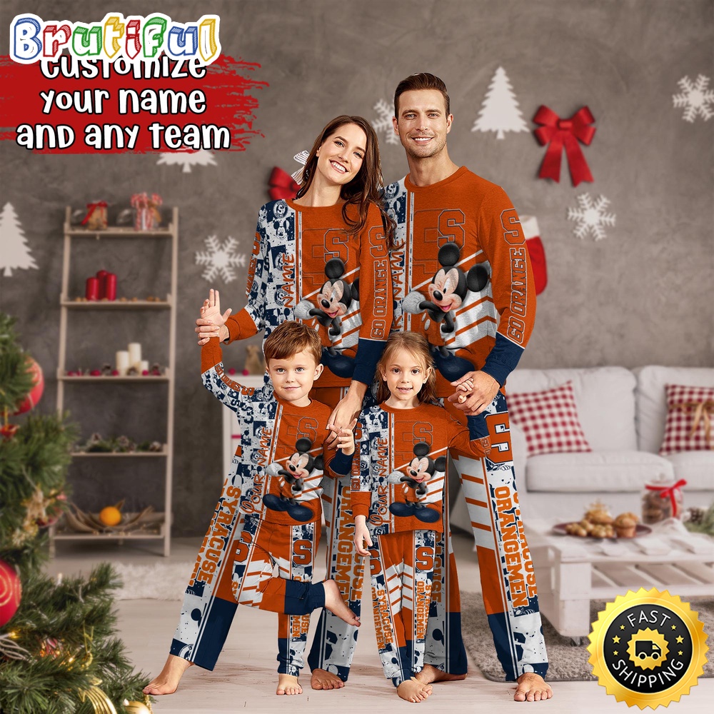 Personalized NCAA Syracuse Orange Pajamas Mickey Mouse For Family