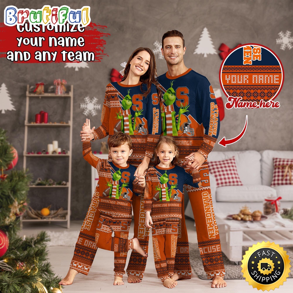 Personalized NCAA Syracuse Orange Pajamas Xmas For Sport Family