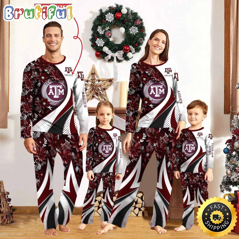 Personalized NCAA Texas A&M Aggies Pajamas Flower For Sport Family