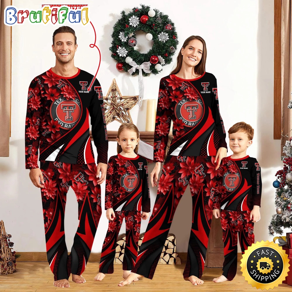 Personalized NCAA Texas Tech Red Raiders Pajamas Flower For Sport Family