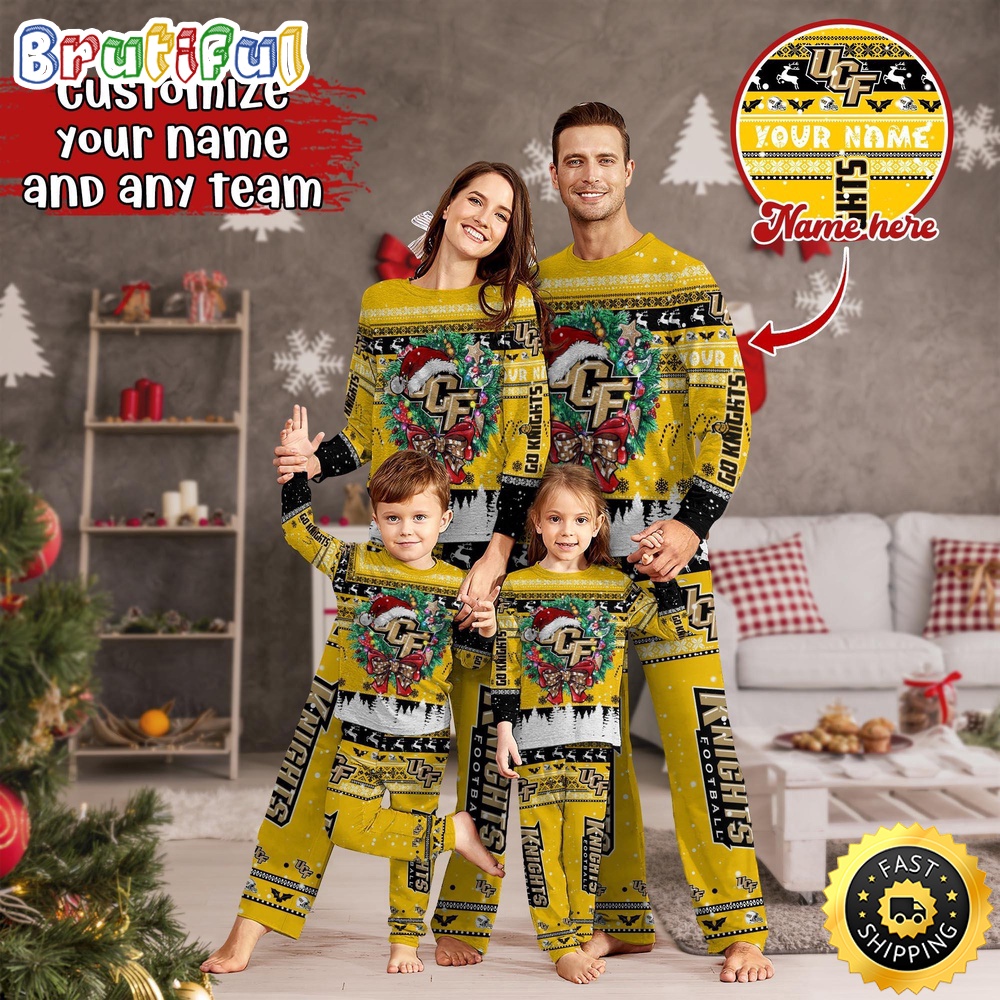 Personalized NCAA UCF Knights Pajamas Xmas For Sports Fan