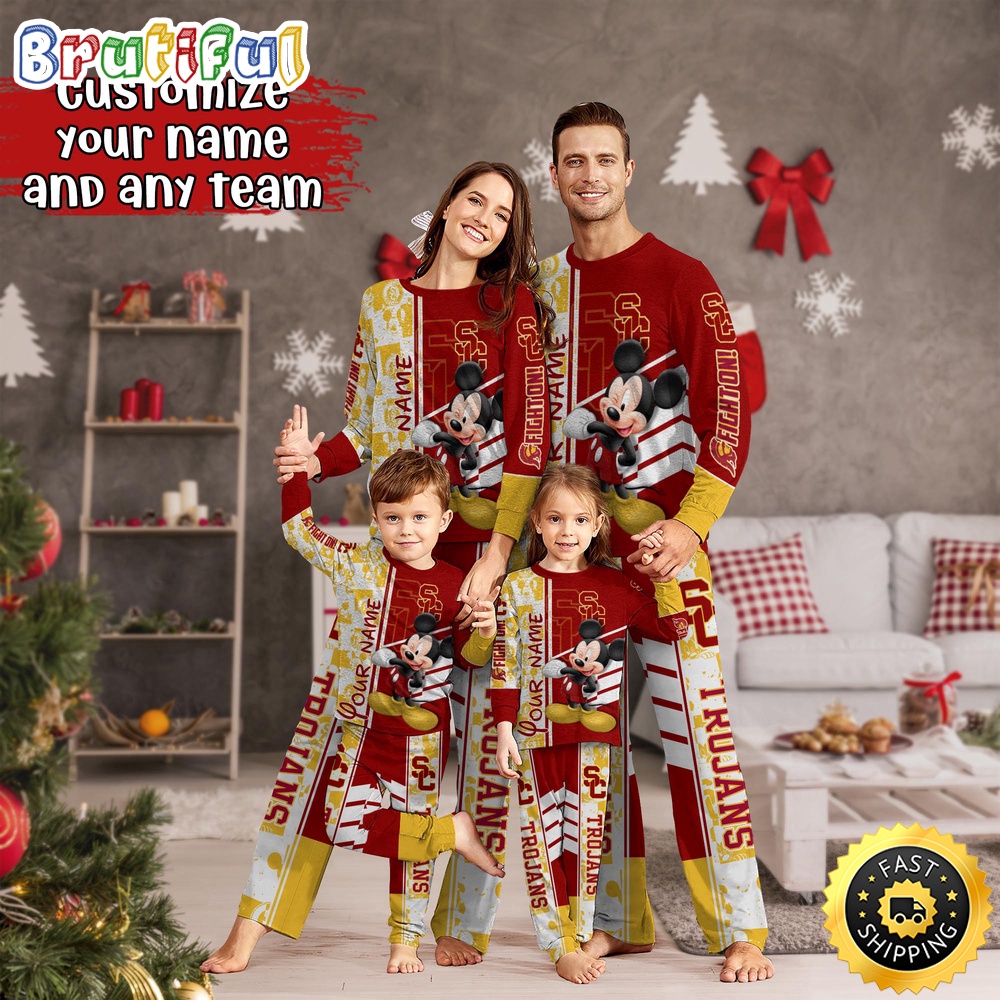 Personalized NCAA USC Trojans Pajamas Mickey Mouse For Family