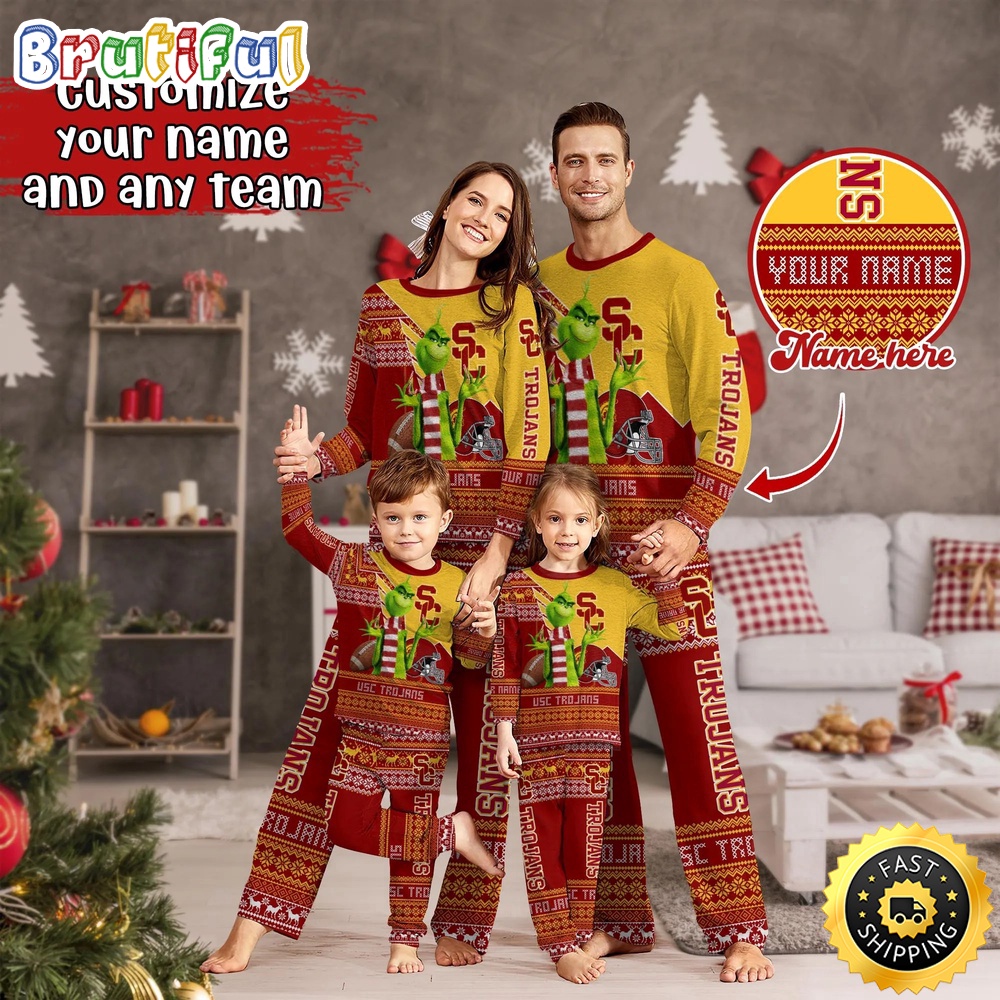 Personalized NCAA USC Trojans Pajamas Xmas For Sport Family