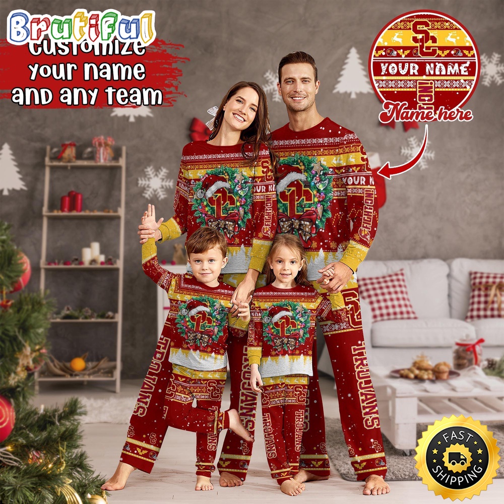 Personalized NCAA USC Trojans Pajamas Xmas For Sports Fan