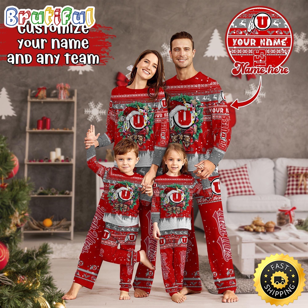 Personalized NCAA Utah Utes Pajamas Christmas Pajamas For Sports Fan