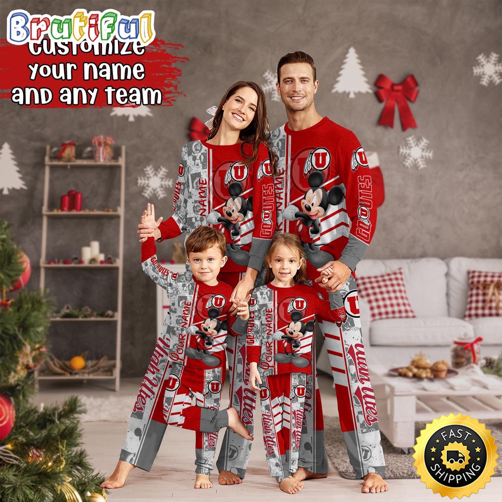 Personalized NCAA Utah Utes Pajamas Mickey Mouse For Family