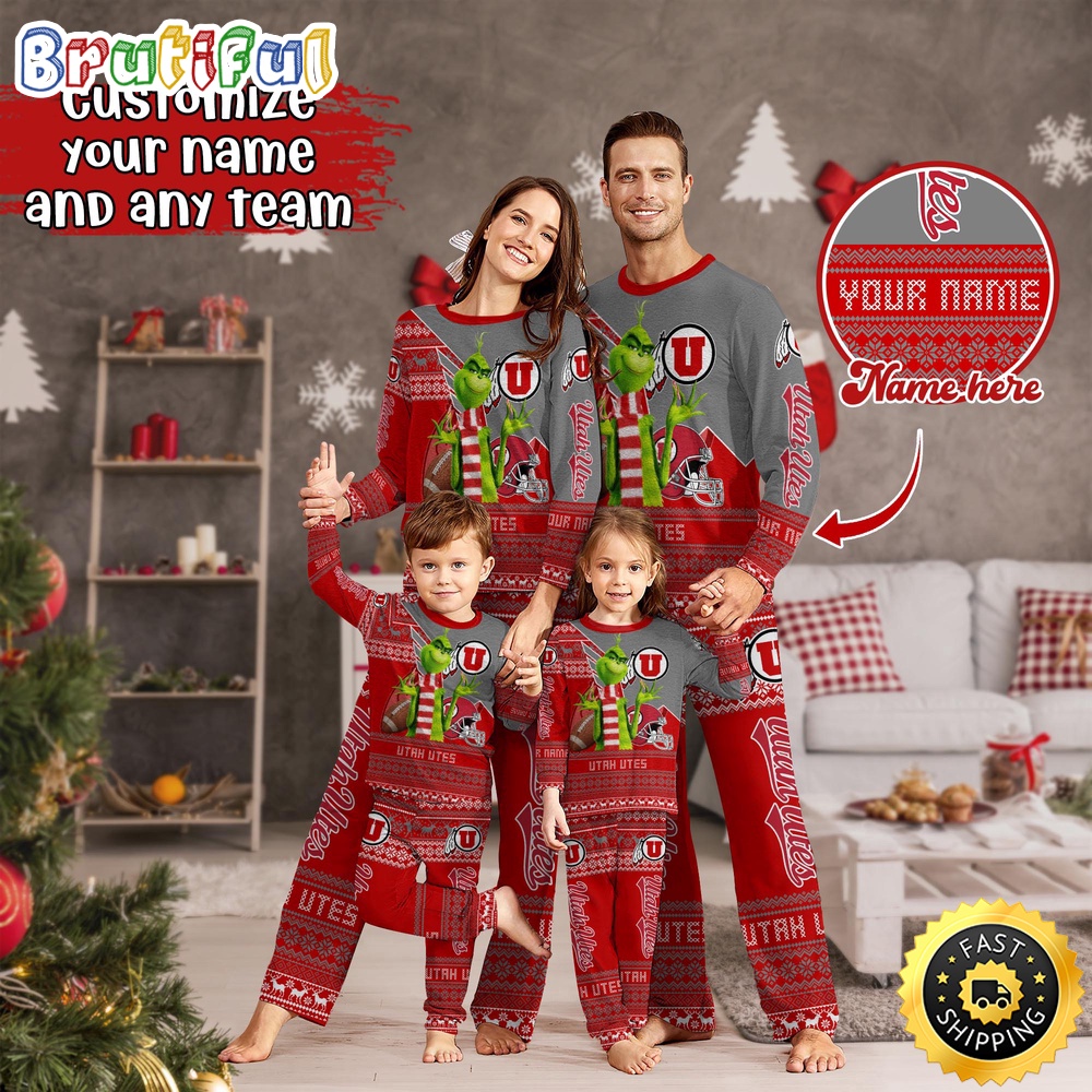 Personalized NCAA Utah Utes Pajamas Xmas For Sport Family
