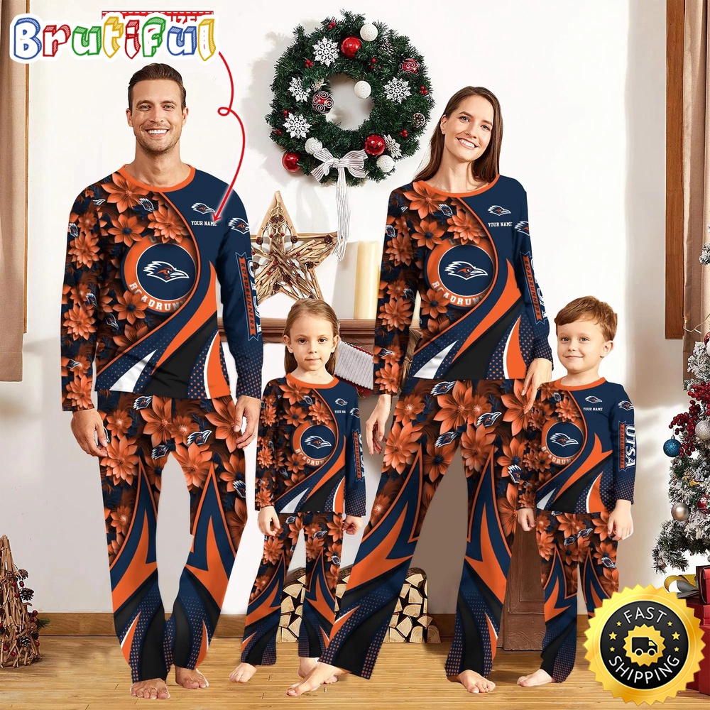 Personalized NCAA UTSA Roadrunners Pajamas Flower For Sport Family