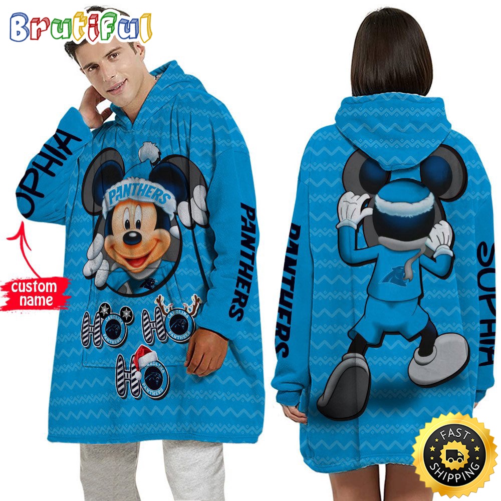 Personalized NFL Carolina Panthers Blanket Hoodie Mickey Unisex Hoodie