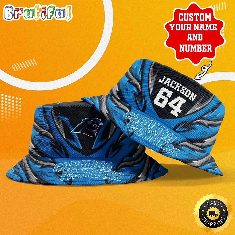 Personalized NFL Carolina Panthers Bucket Hat Sport NFL Bucket Hat
