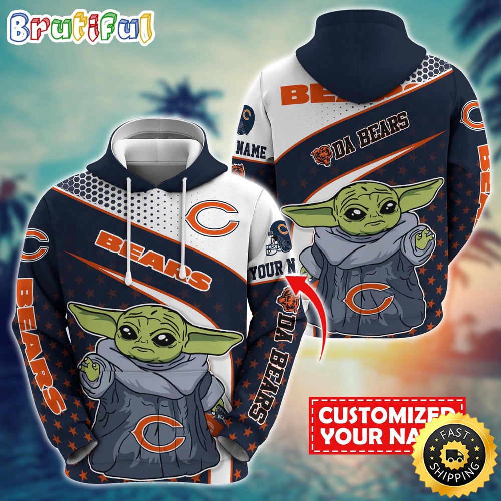 Personalized NFL Chicago Bears Hoodie Baby Yoda All Over Print Hoodie