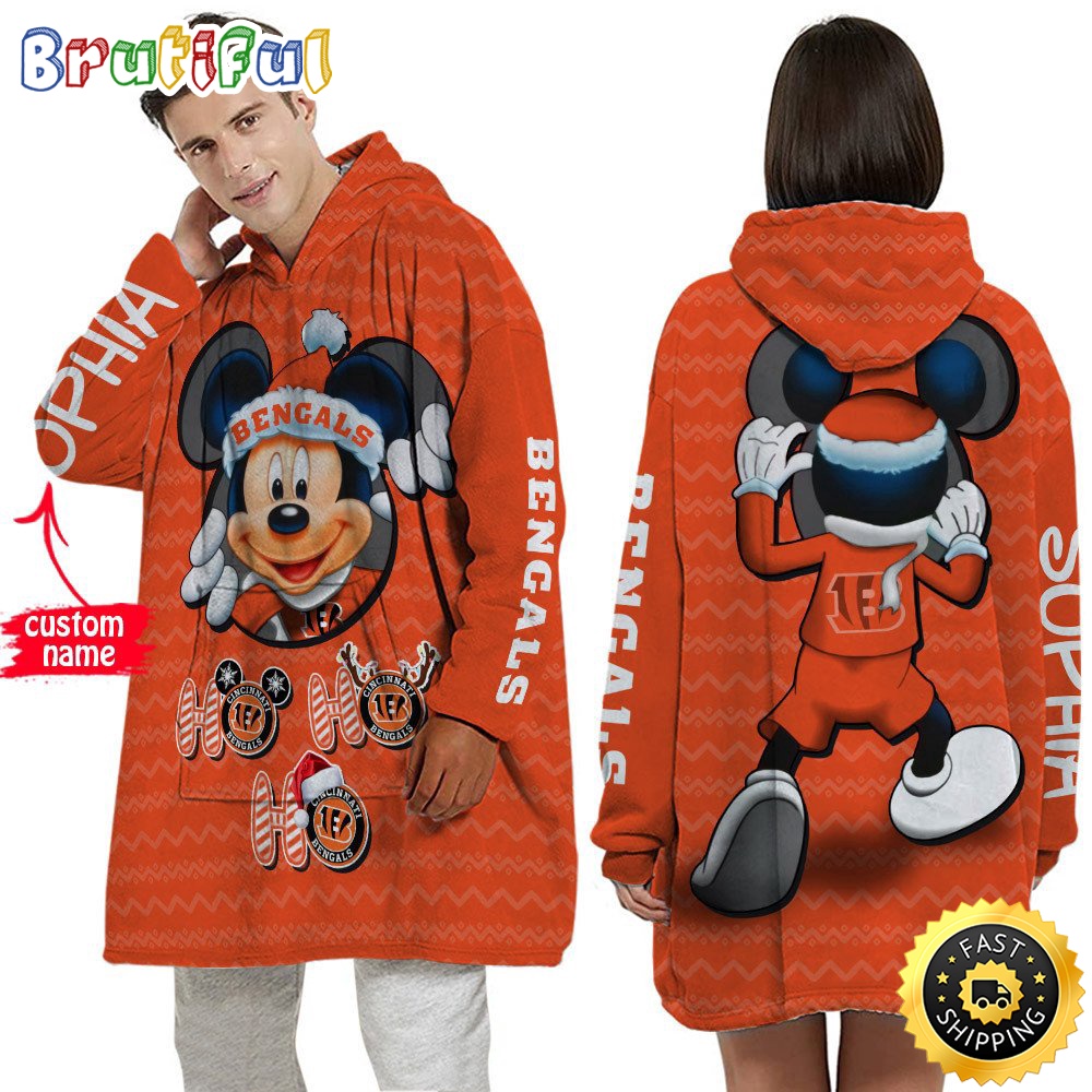 Personalized NFL Cincinnati Bengals Blanket Hoodie Mickey Unisex Hoodie