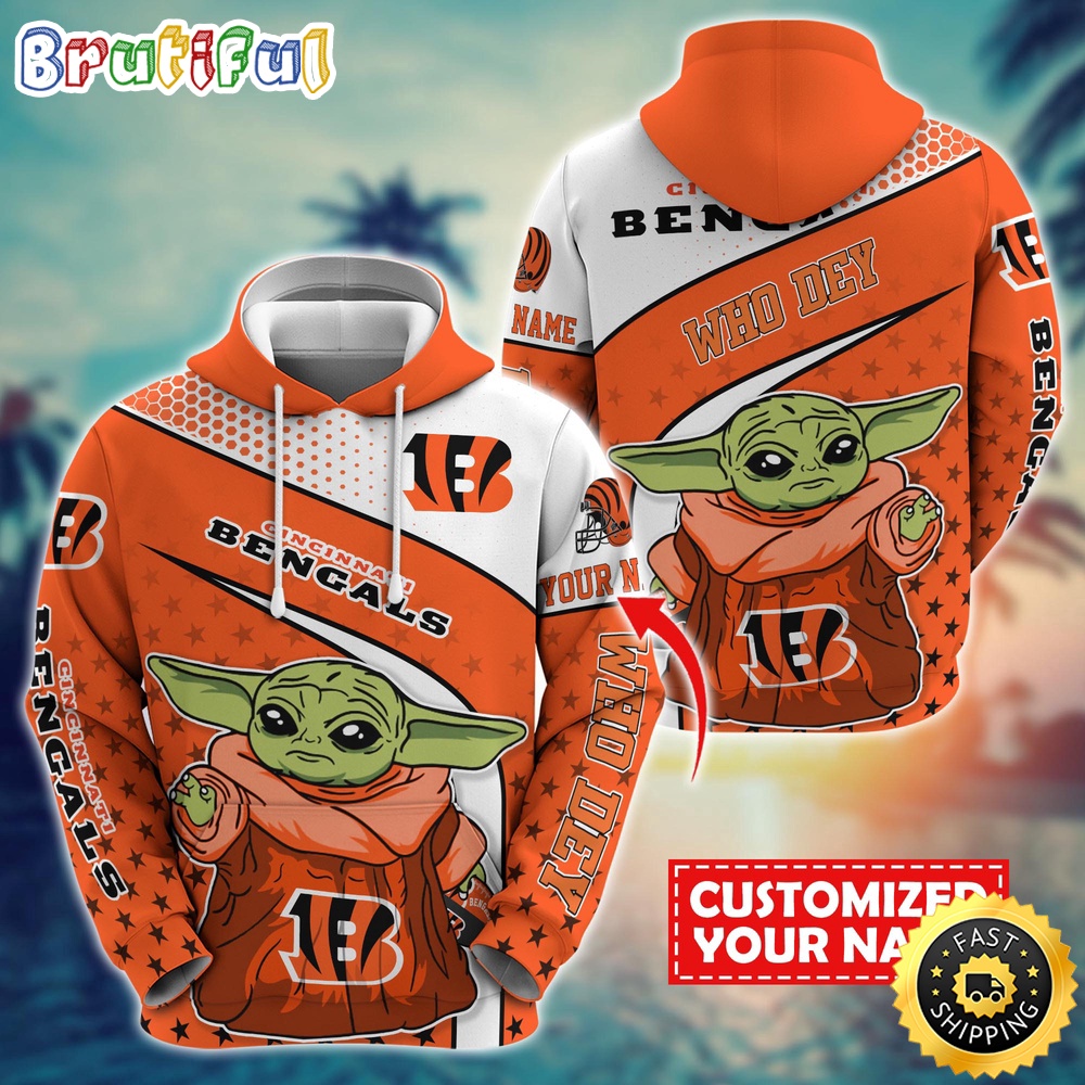 Personalized NFL Cincinnati Bengals Hoodie Baby Yoda All Over Print Hoodie