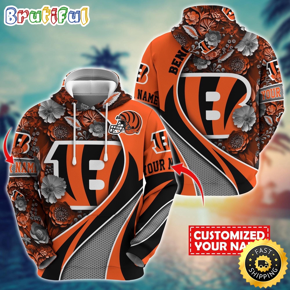 Personalized NFL Cincinnati Bengals Hoodie Flower Print 3D Hoodie