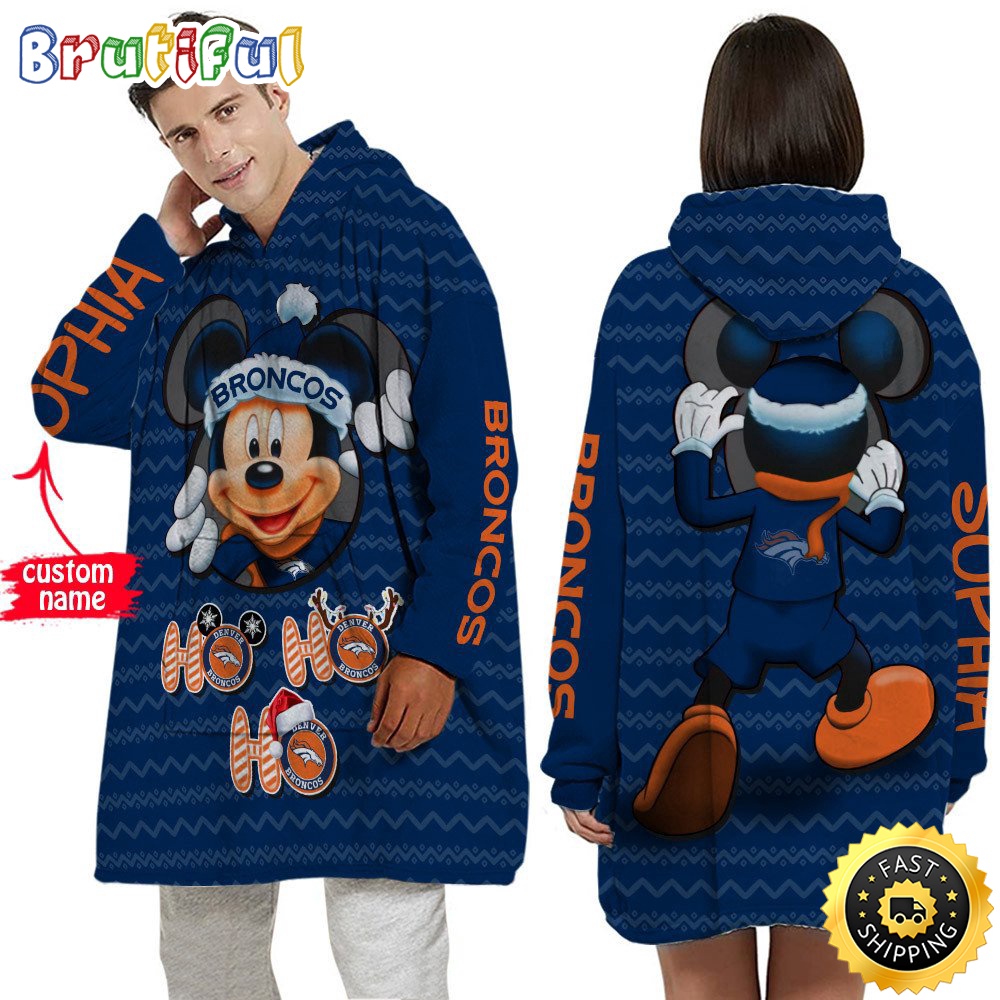 Personalized NFL Denver Broncos Blanket Hoodie Mickey Unisex Hoodie