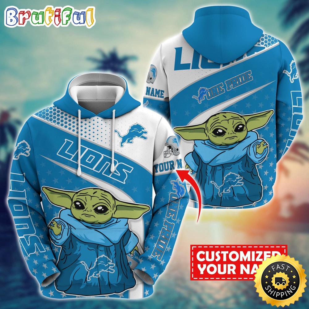 Personalized NFL Detroit Lions Hoodie Baby Yoda All Over Print Hoodie Personalized NFL Detroit Lions Hoodie Baby Yoda All Over Print Hoodie