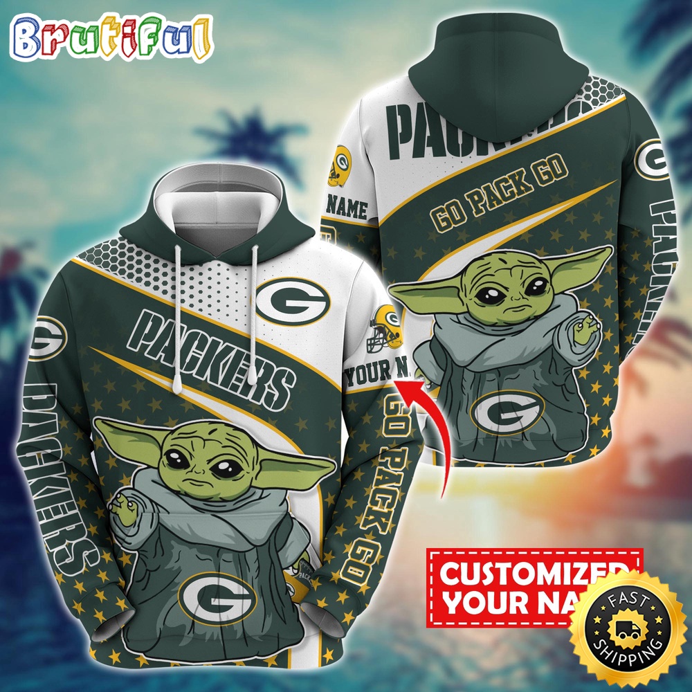 Personalized NFL Green Bay Packers Hoodie Baby Yoda All Over Print Hoodie