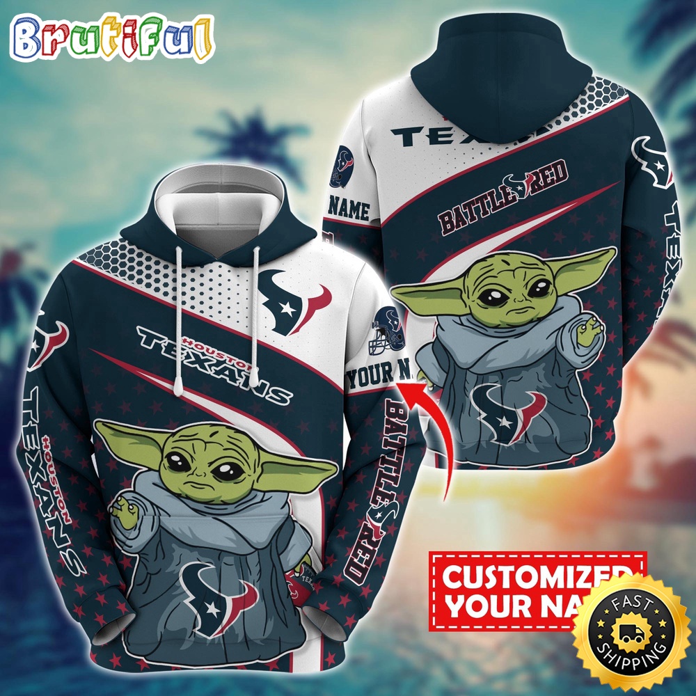 Personalized NFL Houston Texans Hoodie Baby Yoda All Over Print Hoodie
