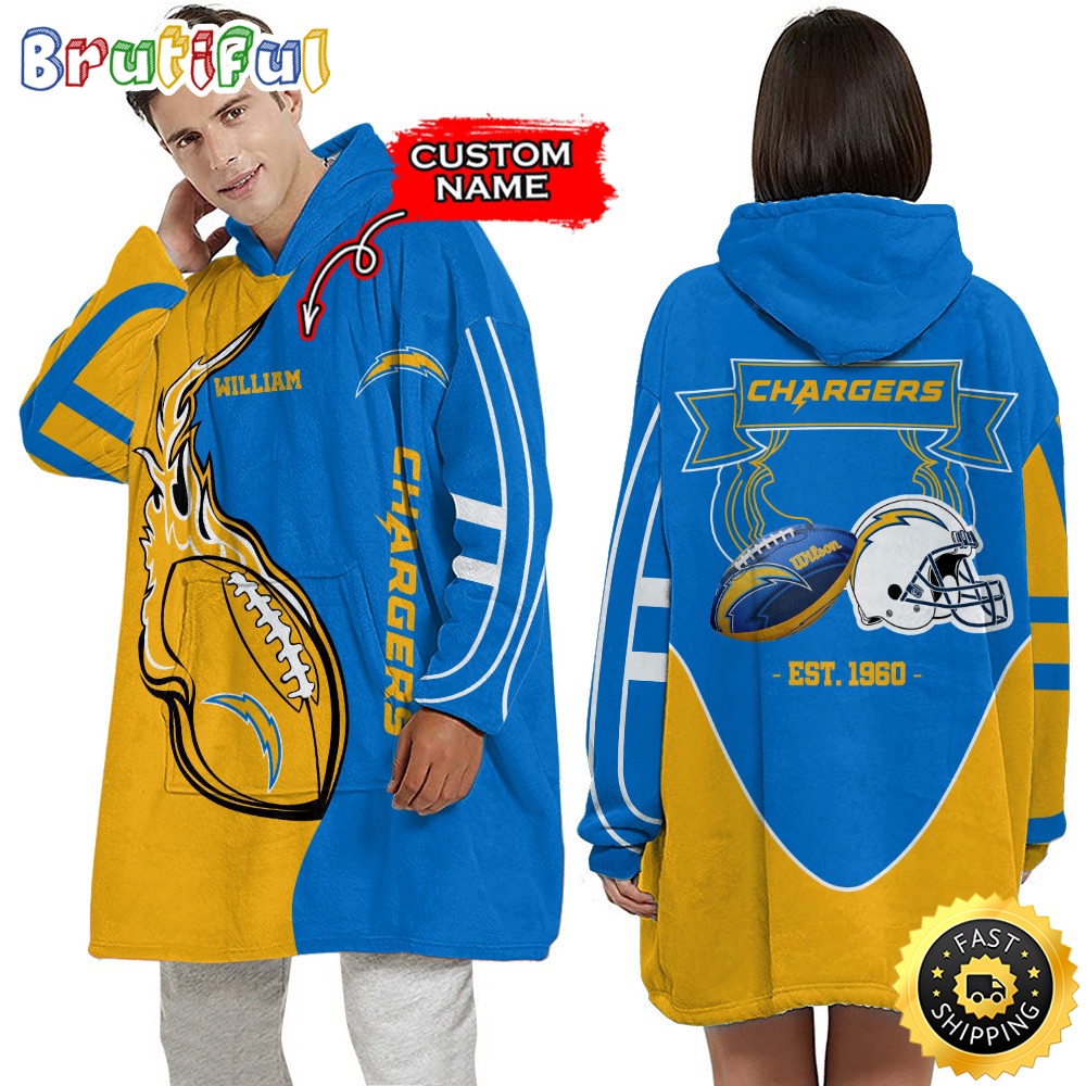 Personalized NFL Los Angeles Chargers Blanket Hoodie Unisex Hoodie For Football Fans
