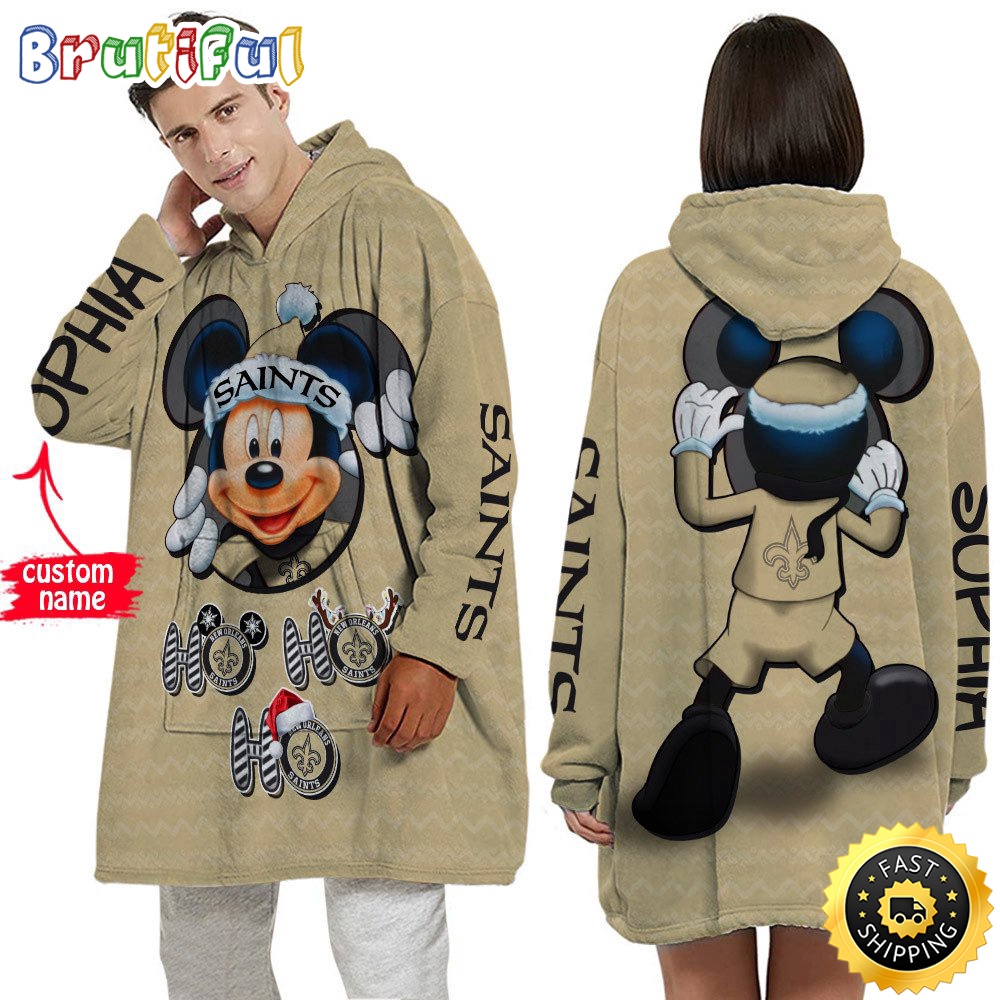 Personalized NFL New Orleans Saints Blanket Hoodie Mickey Unisex Hoodie