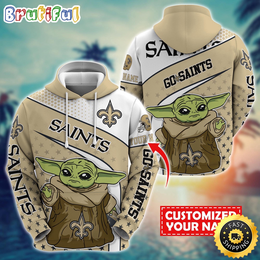 Personalized NFL New Orleans Saints Hoodie Baby Yoda All Over Print Hoodie