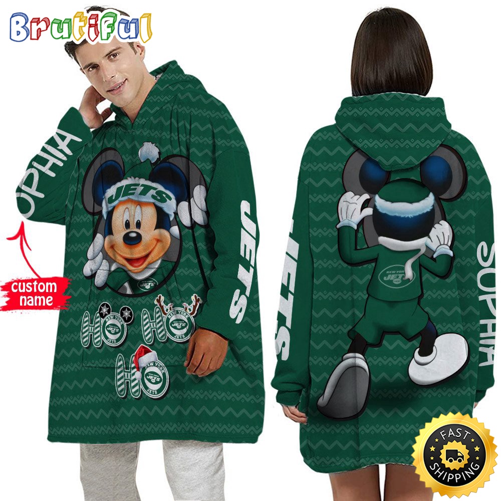 Personalized NFL New York Jets Blanket Hoodie Mickey Unisex Hoodie