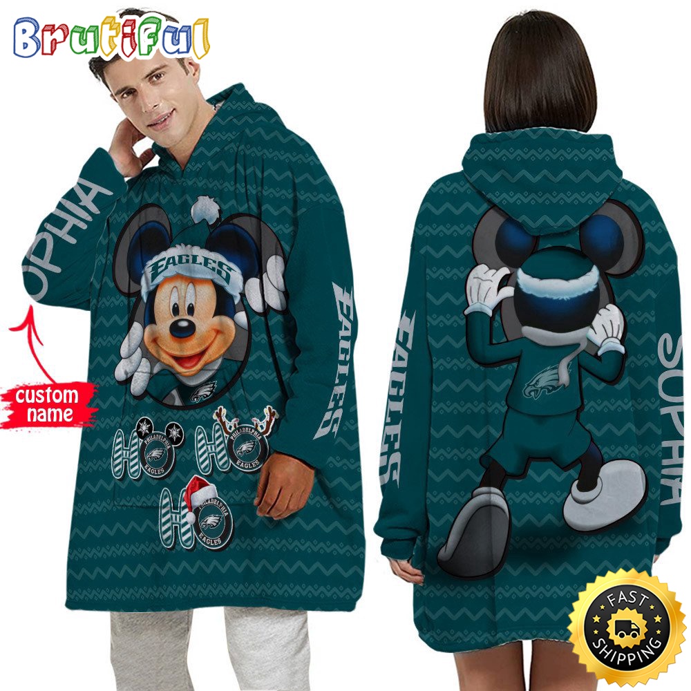 Personalized NFL Philadelphia Eagles Blanket Hoodie Mickey Unisex Hoodie