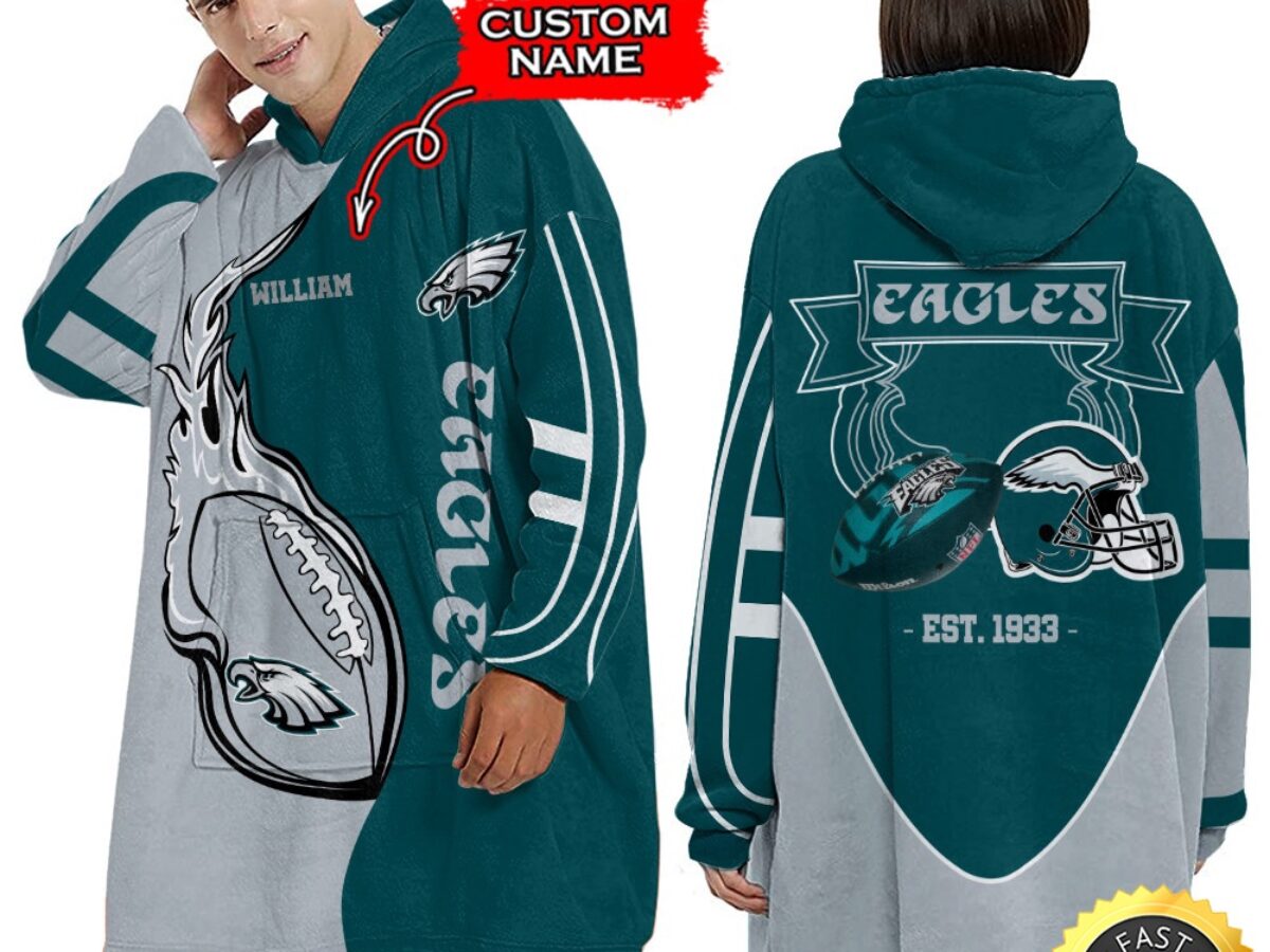 NFL EAGLES 3段ロゴプリントパーカー ×ヴィンテージ バイカラーベスト Personalized NFL Philadelphia Eagles Blanket Hoodie Unisex Hoodie