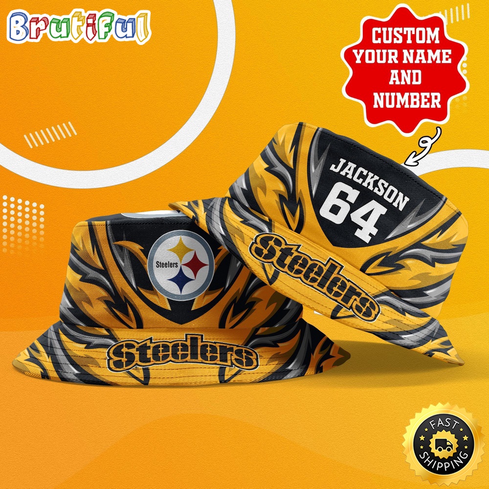 Personalized NFL Pittsburgh Steelers Bucket Hat Sport NFL Bucket Hat