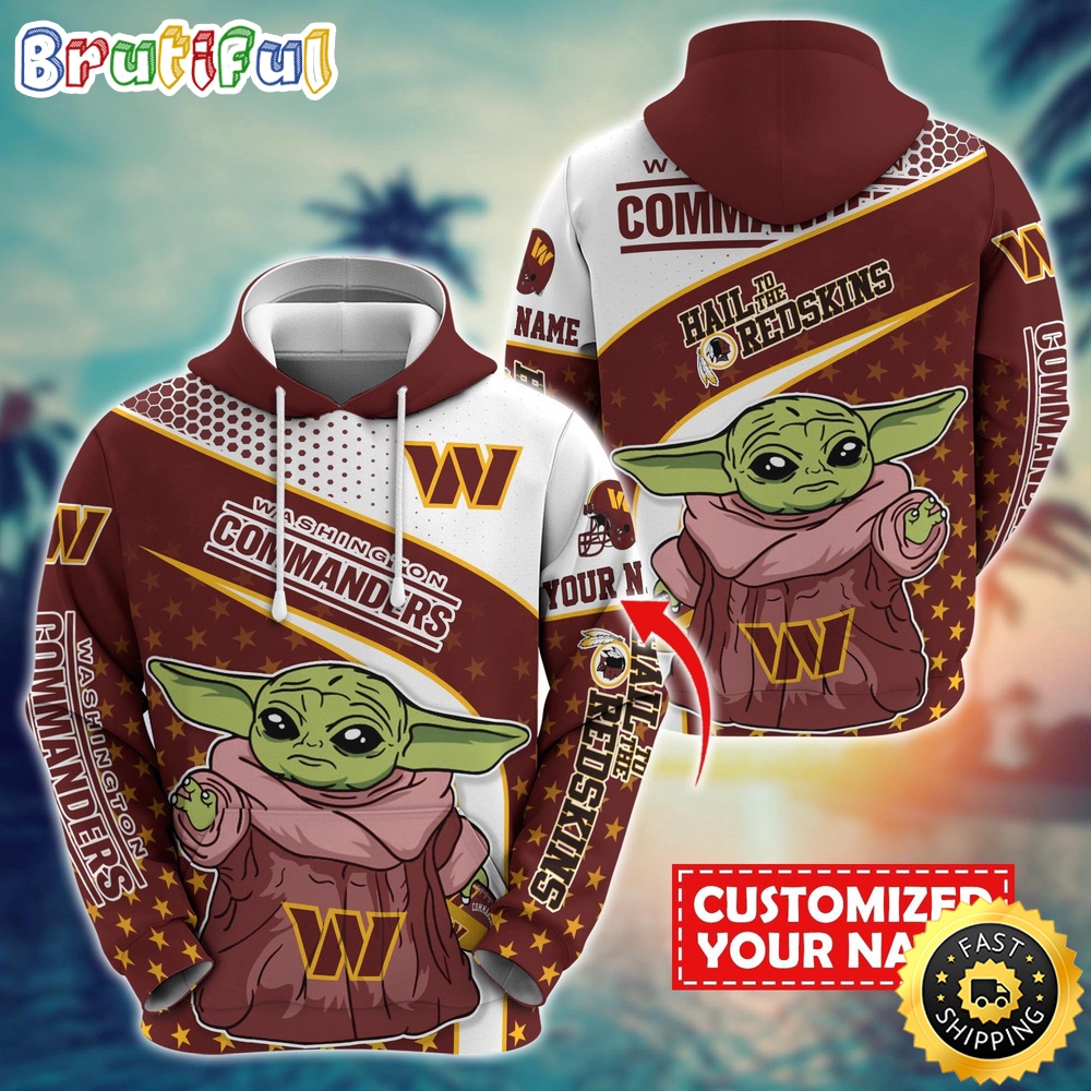 Personalized NFL Washington Commanders Hoodie Baby Yoda All Over Print Hoodie