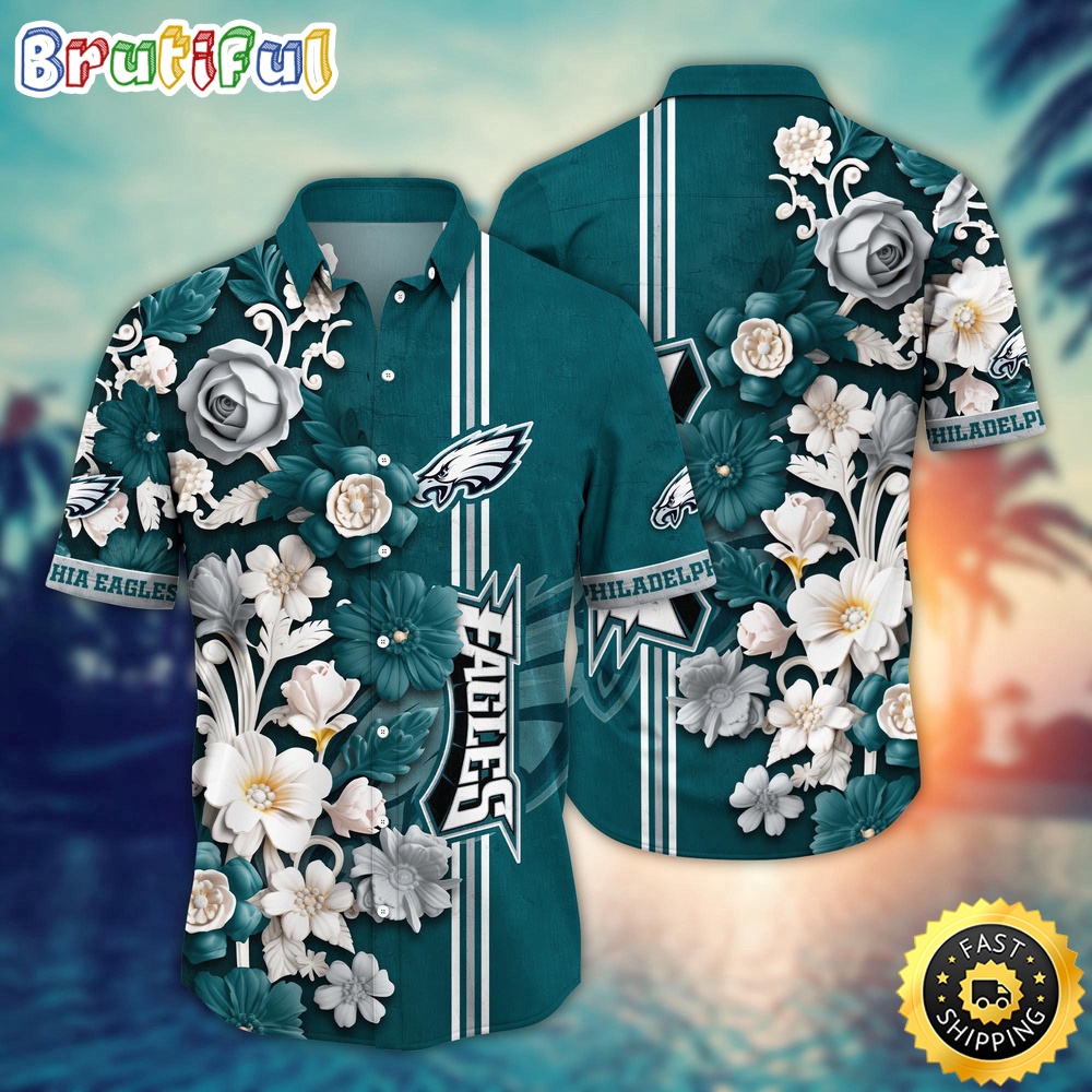 Philadelphia Eagles Hawaii Shirt  Flower Aloha Shirt For Football Fans