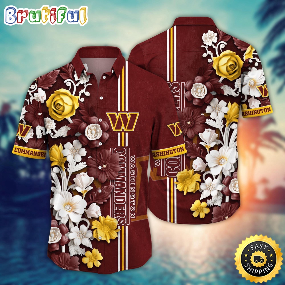 Washington Commanders Hawaii Shirt  Flower Aloha Shirt For Football Fans