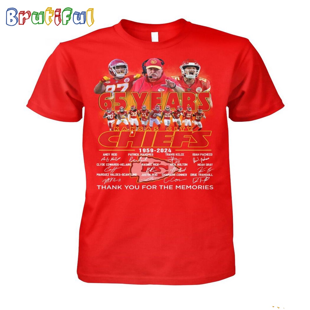 65 Years Kansas City Chiefs 1959 2024 Thank You For The Memories T Shirt