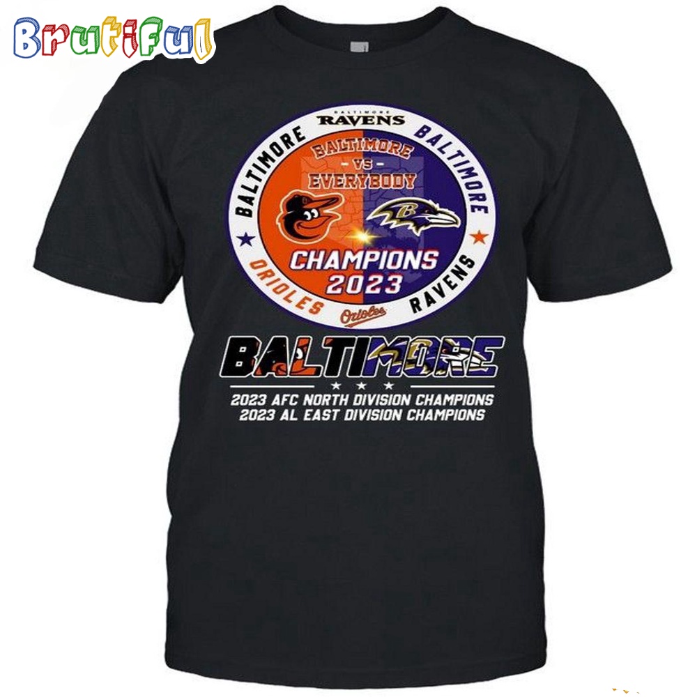 Baltimore Ravens 2023 AFC North Division And 2023 AL East Division Champion T Shirt