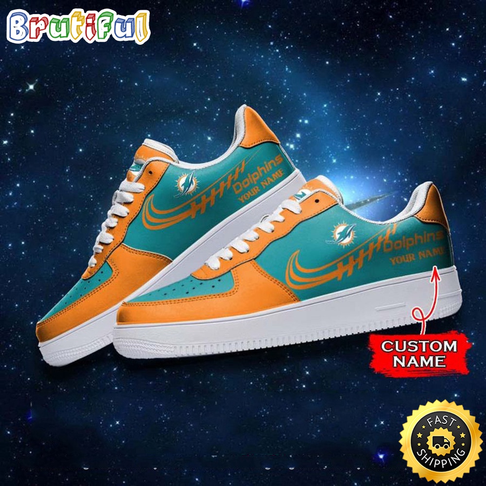 Custom NFL Miami Dolphins Air Force 1 Shoes Sneaker Football Shoes For Sport Fans 1